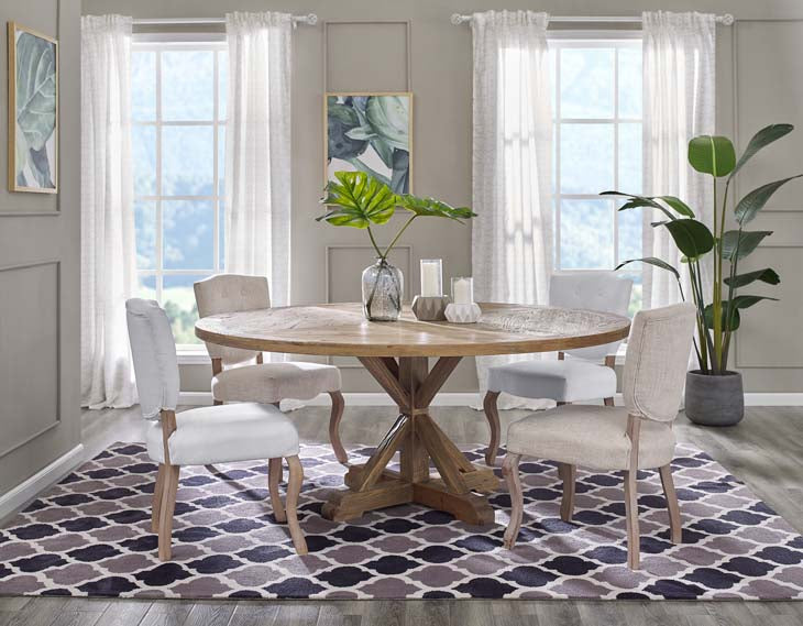 Sew 71" Round Pine Wood Dining Table - living-essentials
